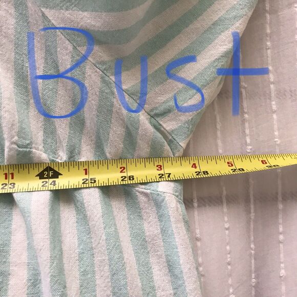 Lauren Conrad Blue Off White Striped Linen Long Sleeve Casual Top Shirt - 2X - Picture 5 of 7